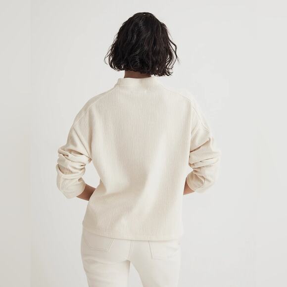 Madewell Striped Jacquard Funnelneck Top Antique Cream Size S NO517 - Picture 3 of 5